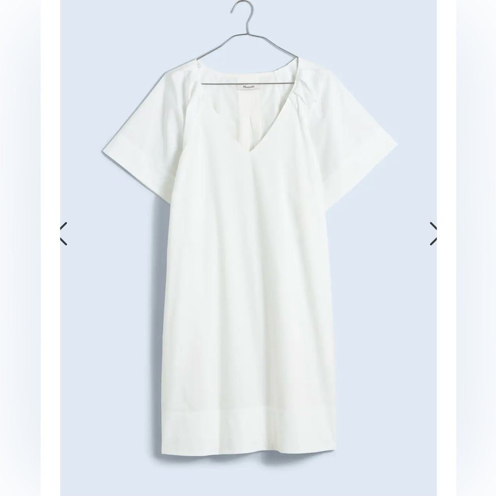 Madewell v neck mini shirt dress NWT size M in white